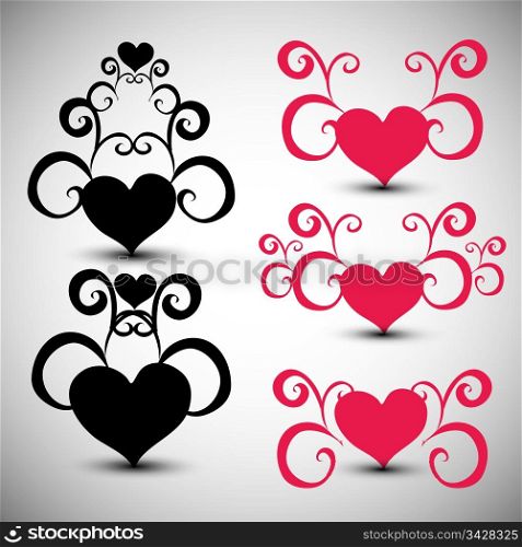 Abstract red hearts