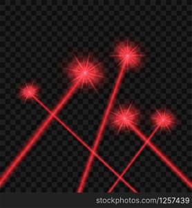 Abstract red laser beam. Isolated on transparent black background. Vector stock illustration.. Abstract red laser beam. Isolated on transparent black background. Vector stock illustration