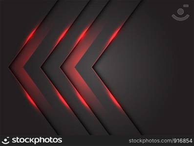 Abstract red light 3D arrow direction on dark grey blank space design modern futuristic technology background vector illustration.