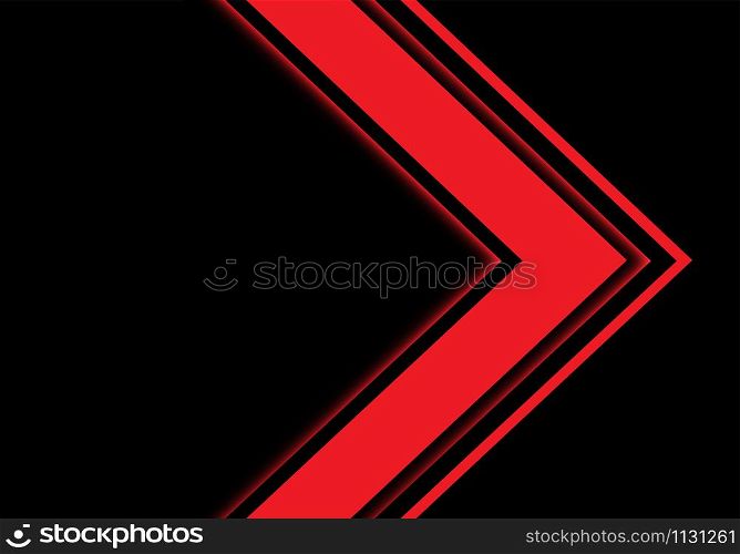 Abstract red light arrow direction on black blank space design modern futuristic technology background vector illustration.