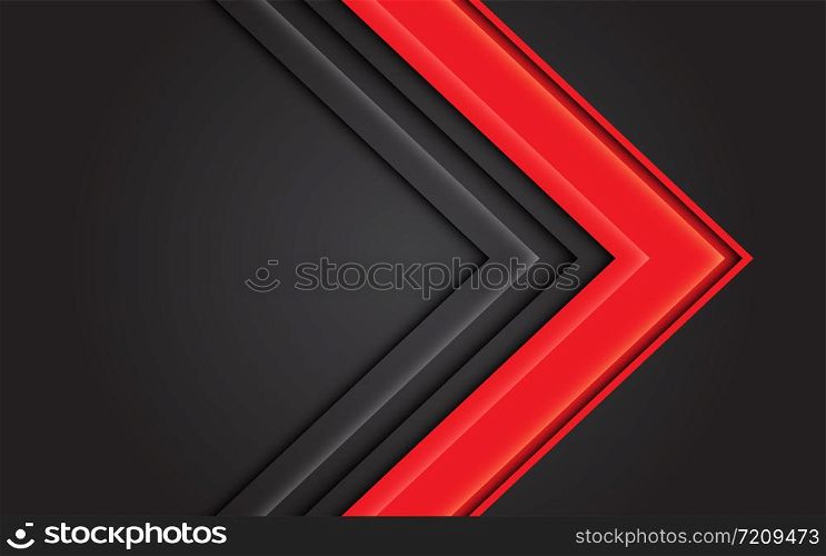 Abstract red light arrow direction on dark grey design modern futuristic background vector illustration.