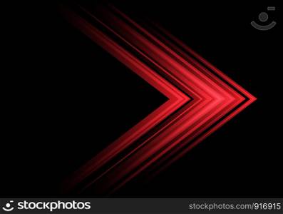 Abstract red light arrow speed direction on black design modern futuristic background vector illustration.