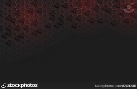 Abstract red light dark grey hexagon texture 3d geometric pattern with blank space design modern technology futuristic vector 