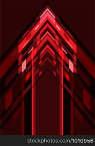 Abstract red light geometric arrow direction on dark design modern futuristic technology background vector illustration.