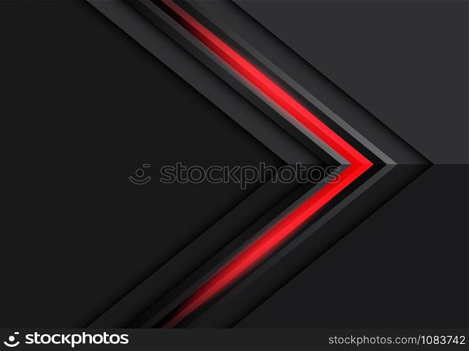 Abstract red light grey arrow direction on dark design modern futuristic background vector illustration.