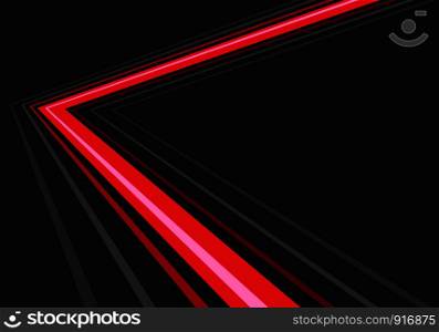 Abstract red light grey line arrow direction speed on black design modern futuristic background vector illustration.