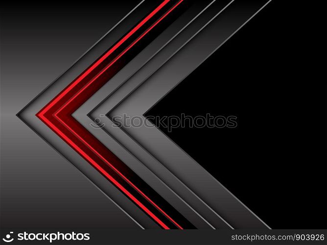 Abstract red light grey metallic arrow direction with black blank space design modern futuristic background vector illustration.