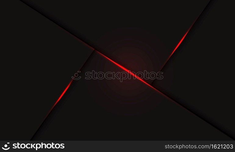 Abstract red light line shadow geometric overlap on dark grey design modern futuristic technology background vector illustration.
