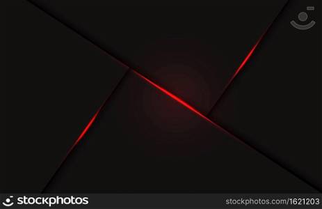 Abstract red light line shadow geometric overlap on dark grey design modern futuristic technology background vector illustration.