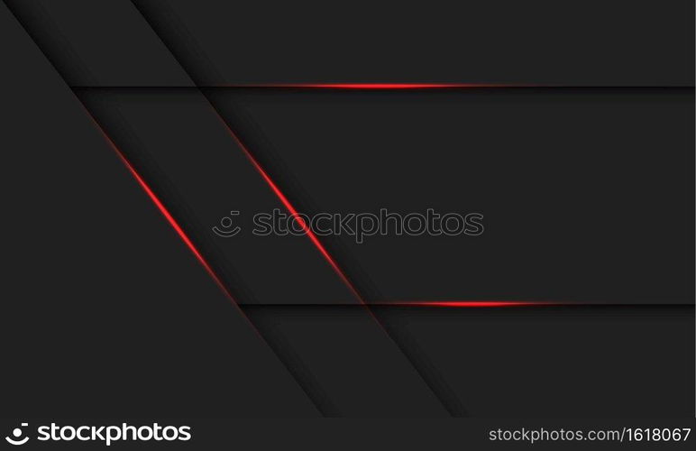 Abstract red light line shadow on dark grey design modern futuristic technology background vector illustration.