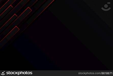 Abstract Red light Lines Pipe speed zoom on black background technology Vector Illustration