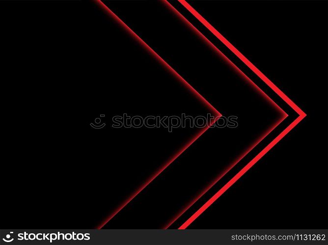 Abstract red light neon arrow direction on black blank space design modern futuristic technology background vector illustration.