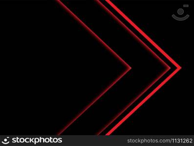 Abstract red light neon arrow direction on black blank space design modern futuristic technology background vector illustration.