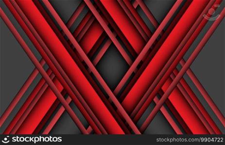 Abstract red line cross overlap on grey design modern futuristic background vector illustration.