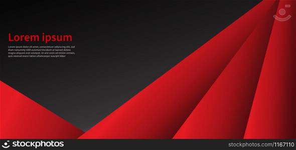 Abstract red line geometric on overlap black texture and banner design template. Vector illustration