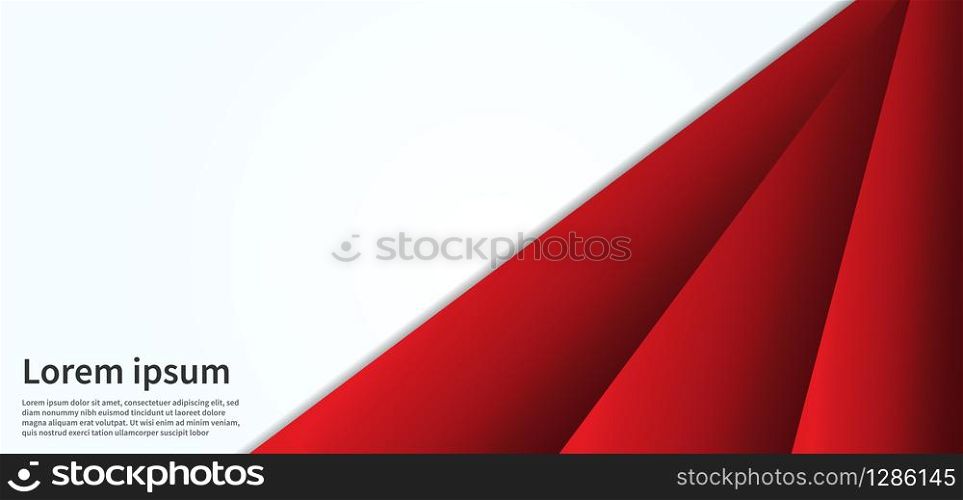 Abstract red line geometric on overlap white texture and banner design template. Vector illustration
