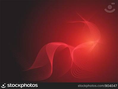 Abstract red line wave curve smooth on dark design modern luxury futuristic background vector illustration.
