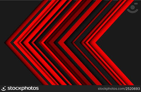 Abstract red lines arrow direction geometric on grey design modern futuristic background vector