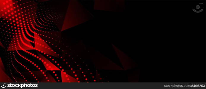 abstract red low poly particles on black background