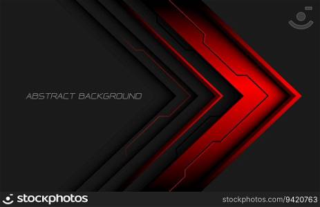 Abstract red metallic arrow cyber direction geometric on grey with blank space design modern futuristic background vector