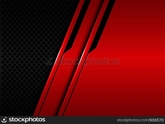 Abstract red metallic black line futuristic on grey circle mesh design modern luxury background vector illustration.
