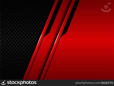 Abstract red metallic black line futuristic on grey circle mesh design modern luxury background vector illustration.
