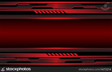 Abstract red metallic circuit cyber with blank space design modern futuristic technology background vector illustration.