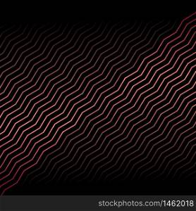 Abstract red metallic diagonal chevron line pattern on black background and texture. Vector illustration
