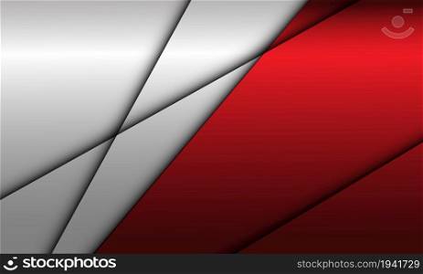 Abstract red metallic silver geometric shadow cross slash design modern futuristic background vector