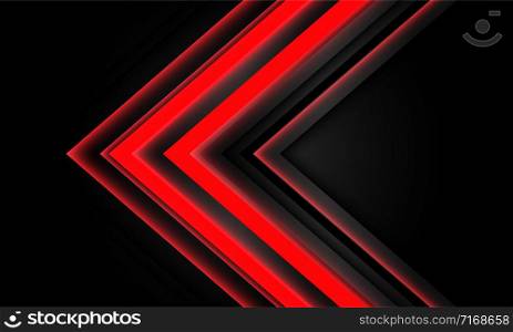 Abstract red neon arrow light direction on black design modern futuristic technology background vector illustration.