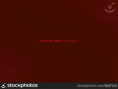 Abstract red particles dots wave dynamic background. Vector illustration