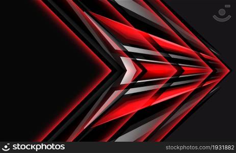 Abstract red power silver arrow speed direction on grey technology design modern futuristic background vector illustration.