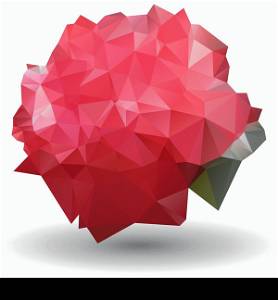 Abstract red rose in origami style on white background