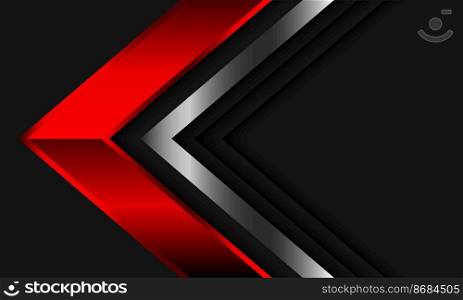 Abstract red silver arrow direction geometric on grey with blank space design modern futuristic background vector illustration.