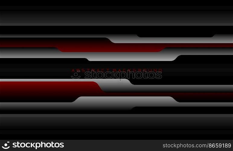Abstract red silver grey cyber geometric line overlap layer design modern luxury futuristic technology background vector illustration.