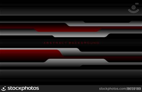 Abstract red silver grey cyber geometric line overlap layer design modern luxury futuristic technology background vector illustration.