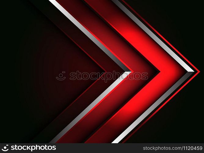 Abstract red silver line arrow direction design modern luxury futuristic background vector illustration.