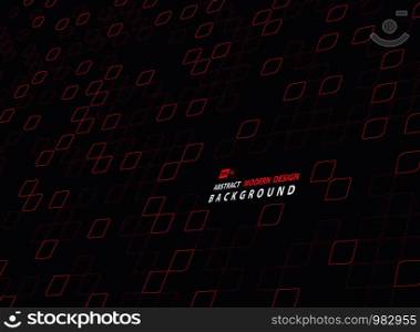 Abstract red square of technology design on dark template background. Use for ad, cover design, print, annual report. illustration vector eps10