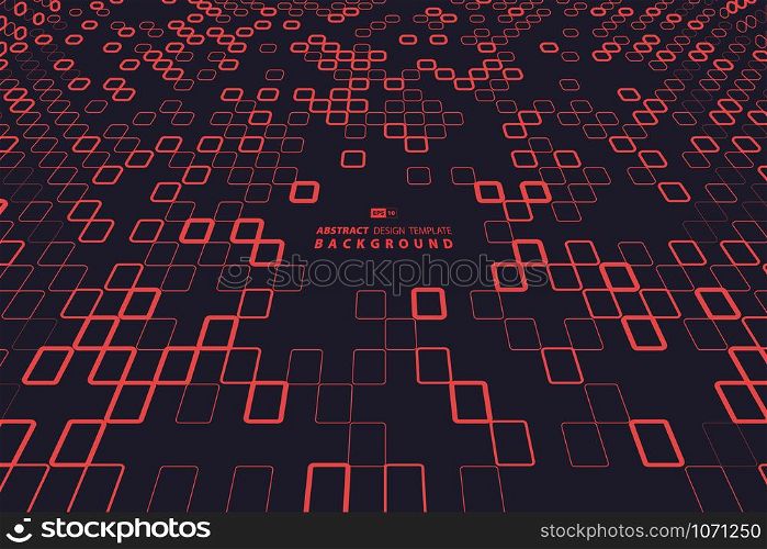 Abstract red square of technology design on dark template center blackground. Use for ad, cover design, print, annual report. illustration vector eps10