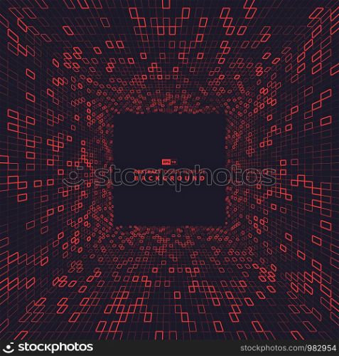 Abstract red square of technology dimension cover design. Use for poster, artwork, template design. illustration vector eps10