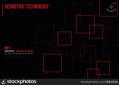 Abstract red square of technology pattern design background. Use for minimal artwork, tech, template, ad, annual report. illustration vector eps10
