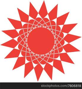 Abstract red sun isolated on white background, vector illustration.