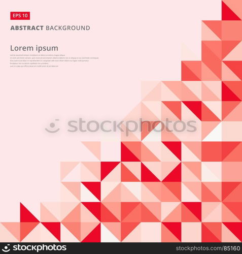 Abstract red triangle and square in red or pink color pattern, Vector illustration, copy space