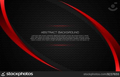 Abstract red triangle metallic curve on grey circle mesh pattern design modern luxury futuristic background vector 