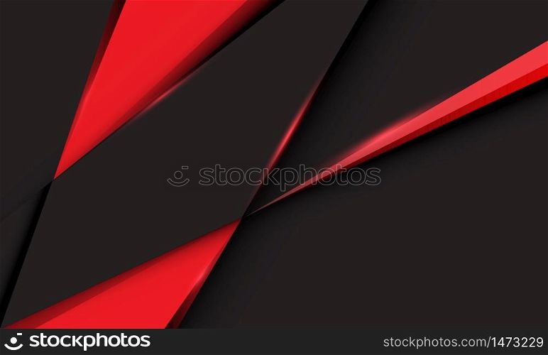 Abstract red triangle on dark grey metallic design modern futuristic luxury background vector illustration.