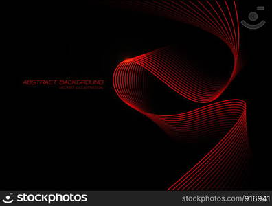 Abstract red wave curve 3D light on black design modern futuristic background vector illustration.