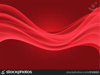 Abstract red wave curve light luxury background vector illustration.