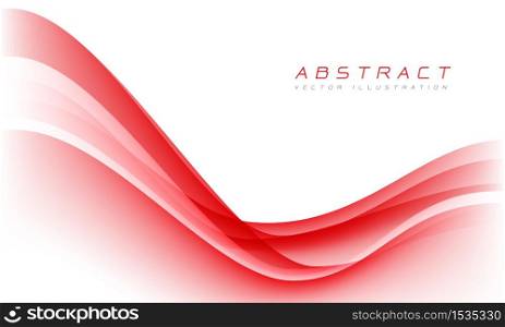 Abstract red wave curve on white blank space luxury design modern background vector illustration.