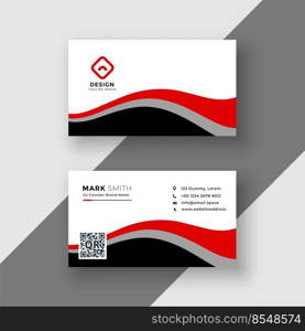 abstract red wavy business card design