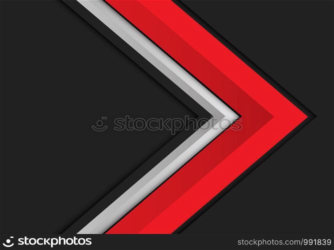 Abstract red white arrow 3D direction on dark grey blank space design modern futuristic background vector illustration.